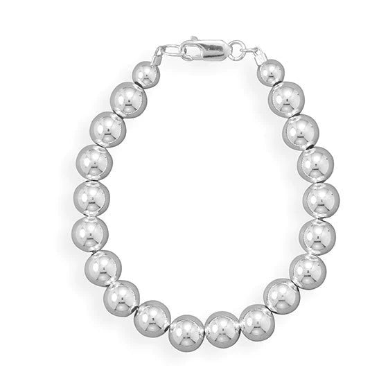 7"-30" 8mm Sterling Silver Bead Strand