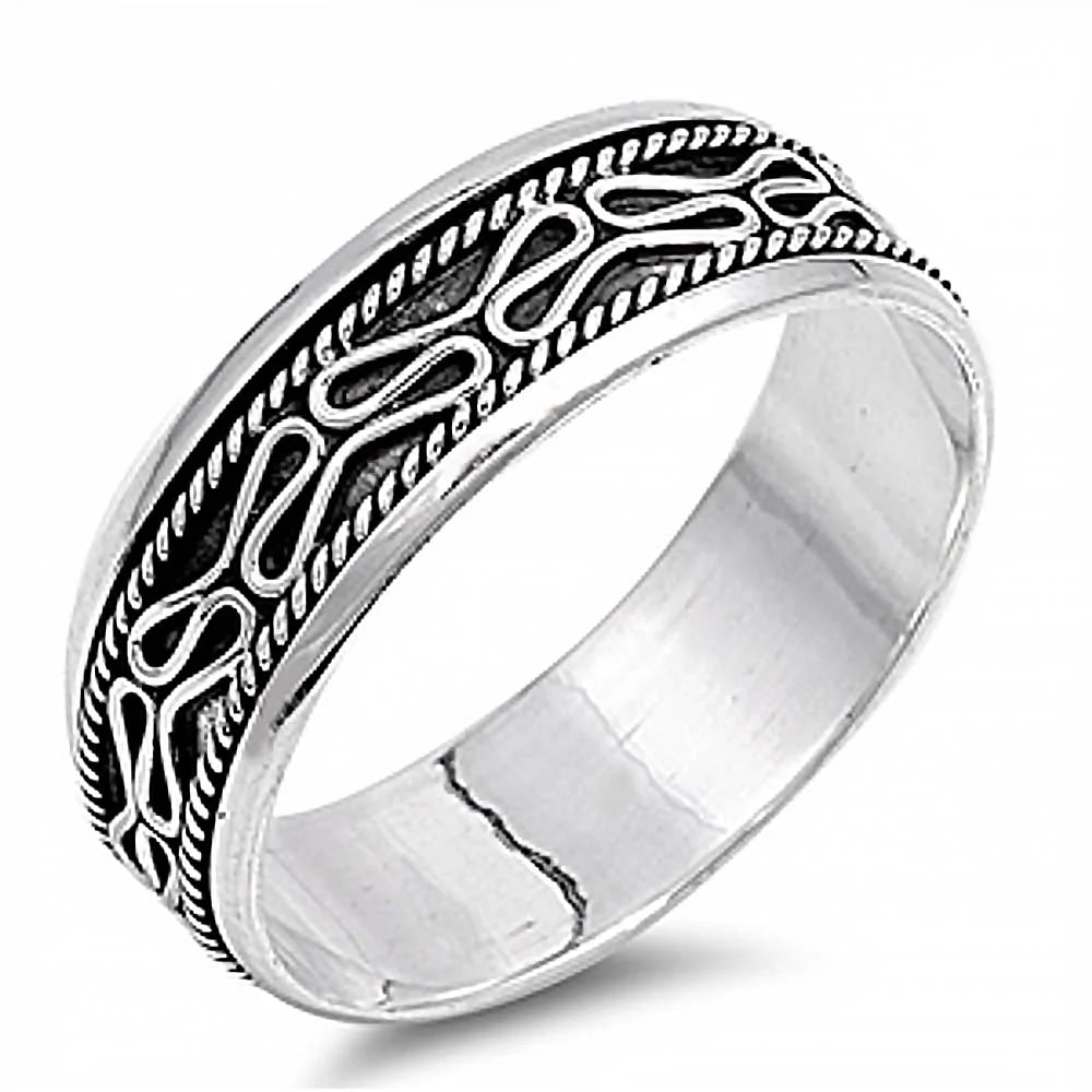 Sterling Silver Spinner Ring With Rolling Wave Design