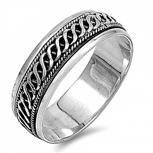 Sterling Silver Spinner Ring with Rope Design