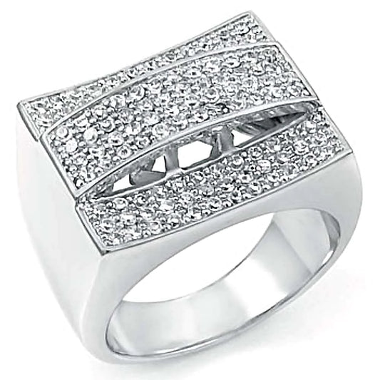 Silver Hip Hop CZ Ring with Pave Setting