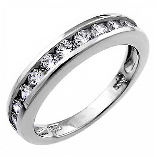 Sterling Silver Clear Cz Eternity Ring