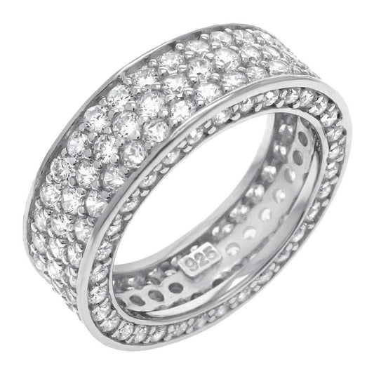 Sterling Silver Micros Pave Cz Eternity Ring