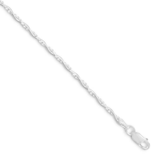 Twisted Snake Faceted Bead Chain Necklace 925 Sterling Silver Lobster Clasp Italy Made 2mm