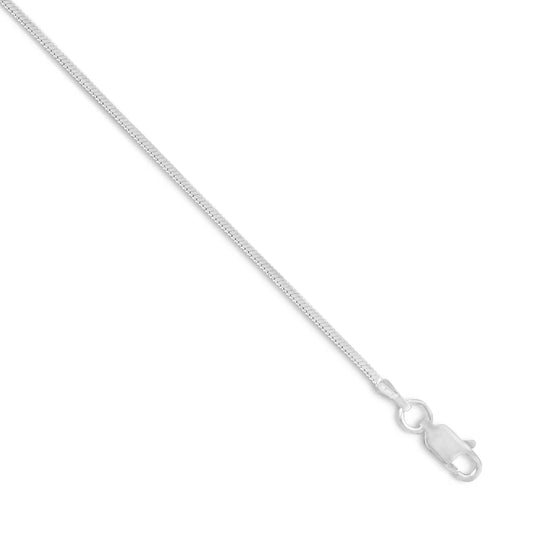 Square Snake Chain Necklace 925 Sterling Silver Lobster Clasp Italy 1.3mm