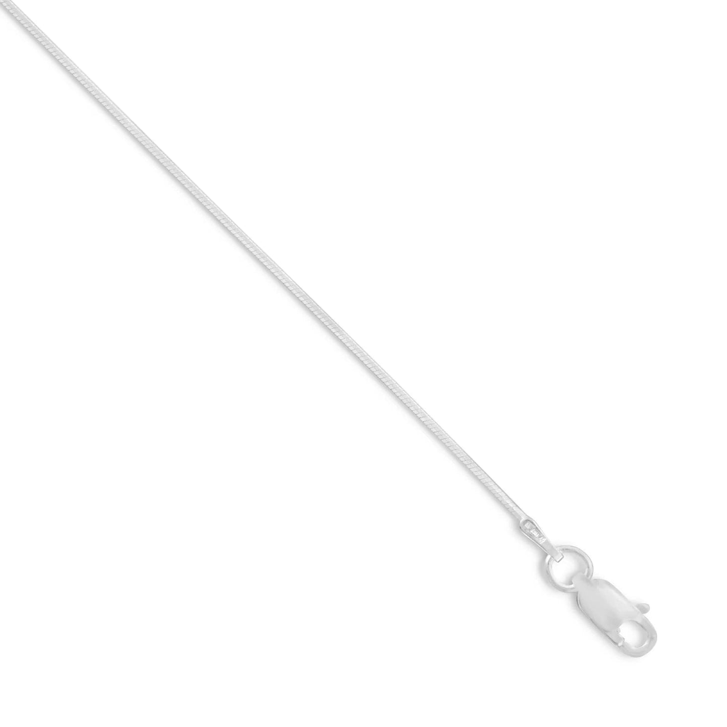 Eight Side Snake Chain Necklace 925 Sterling Silver Lobster Clasp Italy 1mm