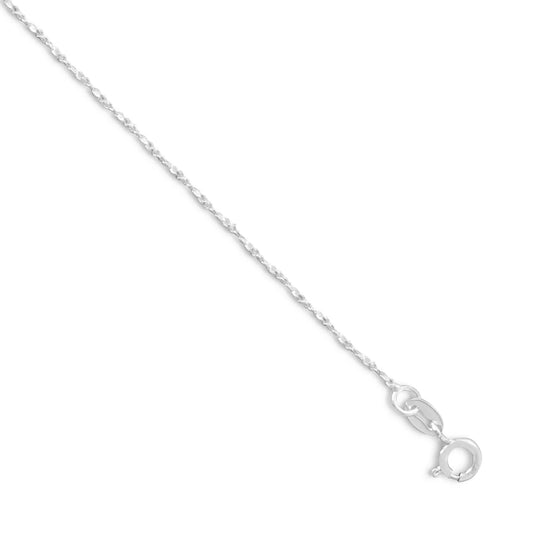 Twisted Serpentine Chain Necklace 925 Sterling Silver Spring Ring Clasp 1mm