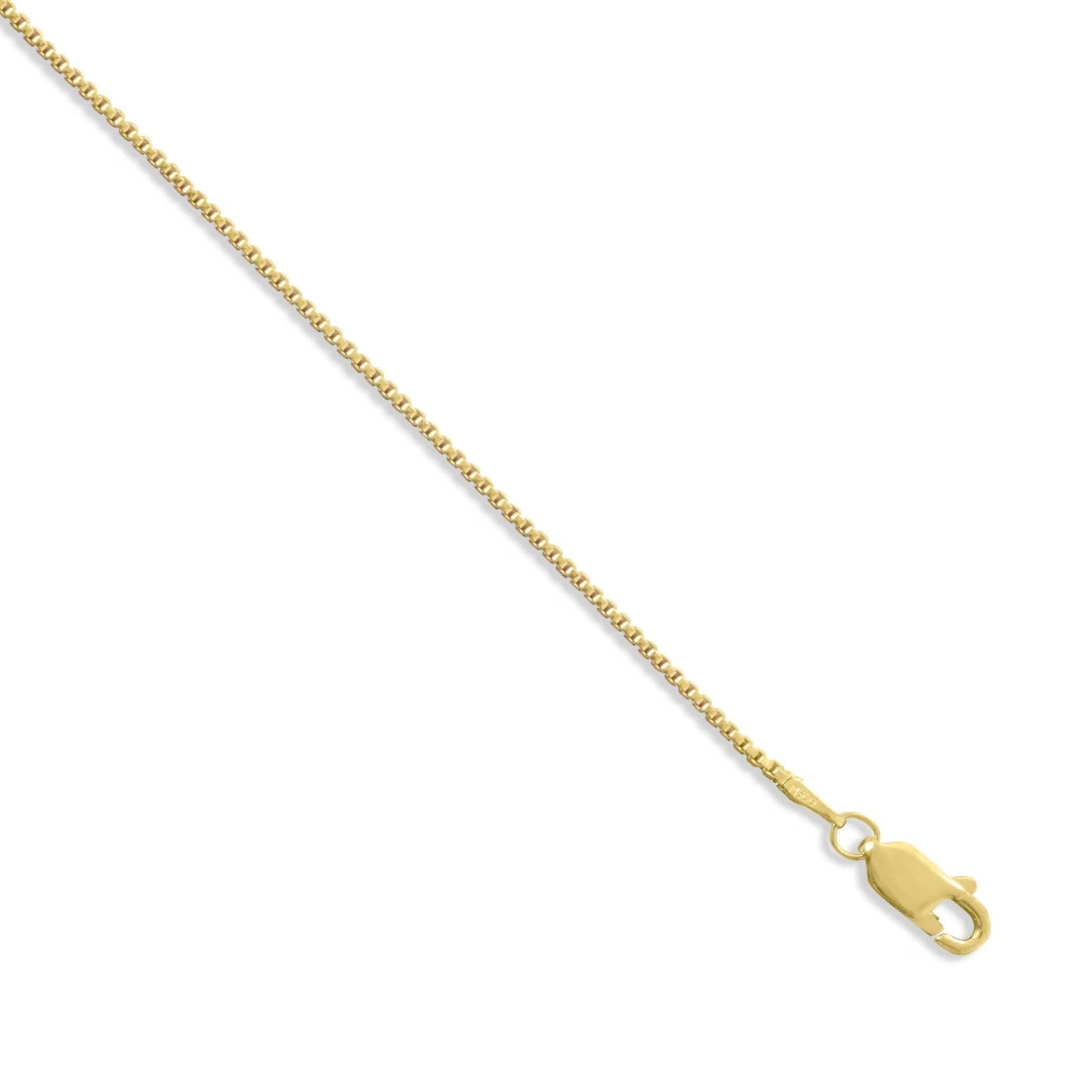 Light Box Chain Necklace 14K Gold Plated 925 Sterling Silver Italy Made 1mm