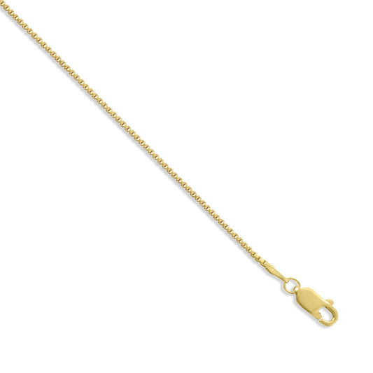 Light Box Chain Necklace 14K Gold Plated 925 Sterling Silver Lobster Clasp Italy Made 1mm