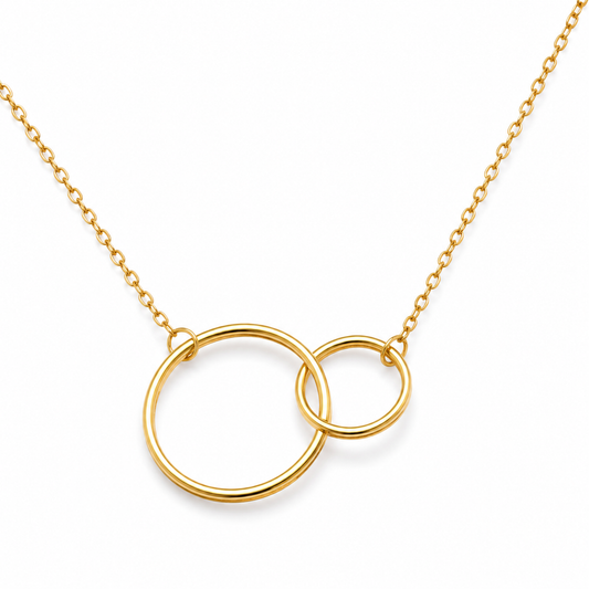 Circle Link Necklace 14K Gold Plated 925 Silver 10mm 16mm Center 16+2in