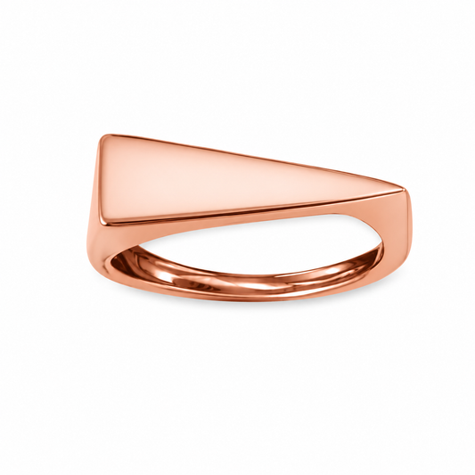 Flat Top Triangle Slice Ring 14K Rose Gold Plated 925 Silver 6mm-1.2mm Sizes 6-9