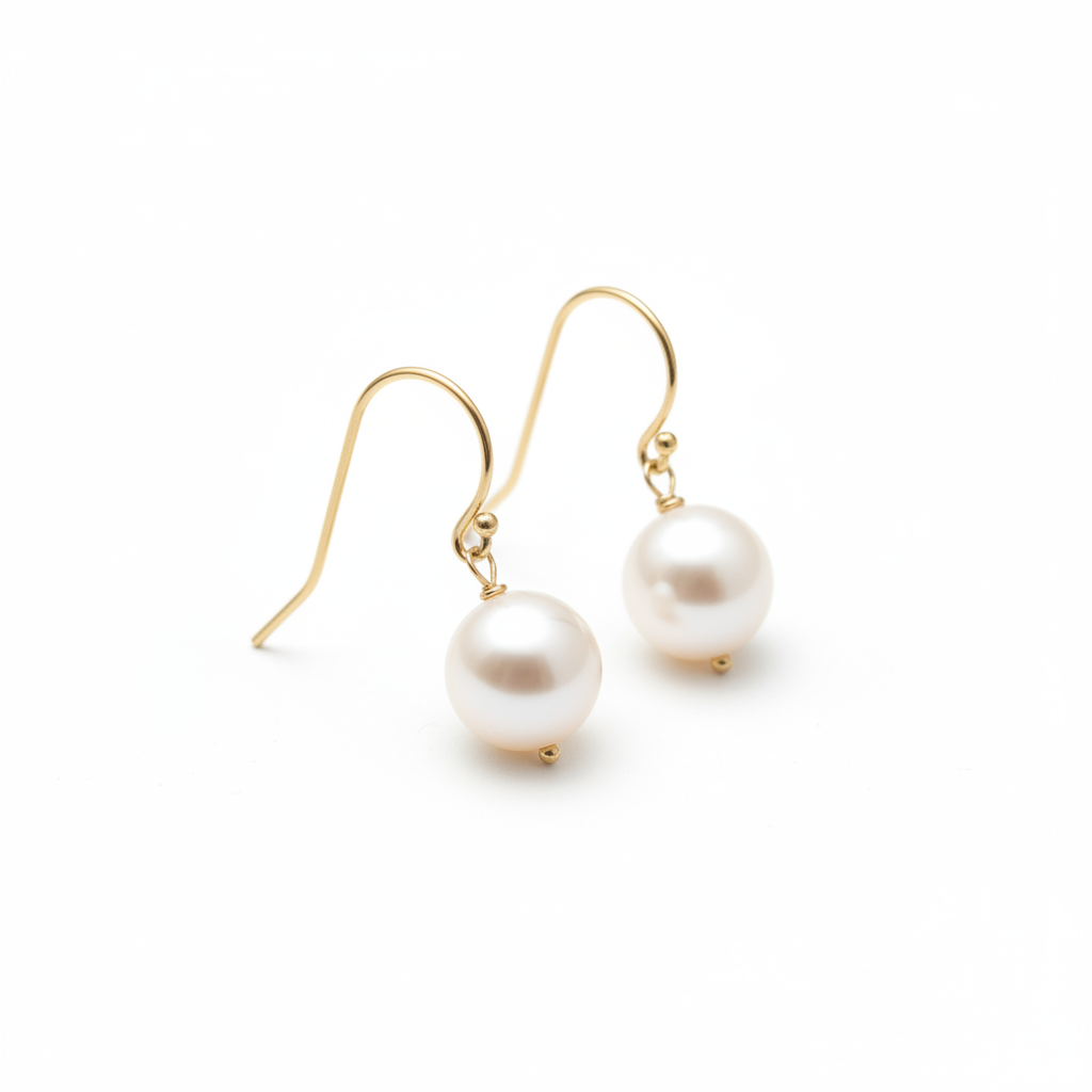 Akoya pearl earrings angled view