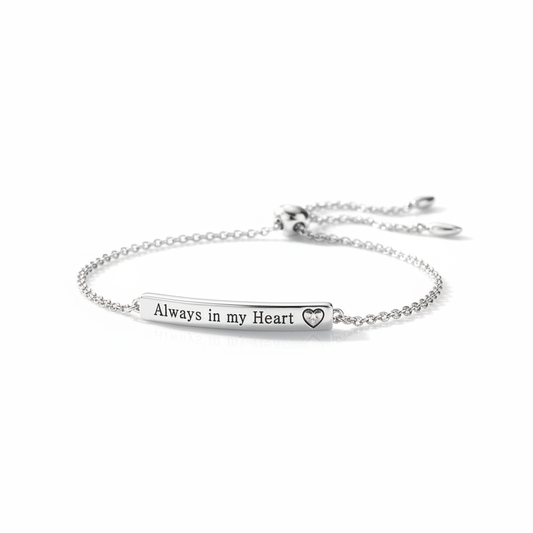 純白背景Always in my Heart刻字手鏈