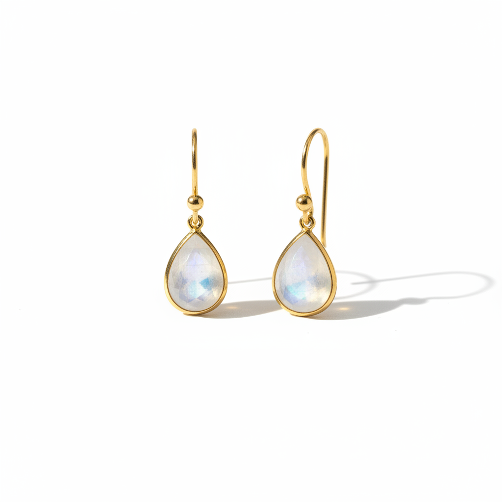 Artistic arrangement of pear drop earrings