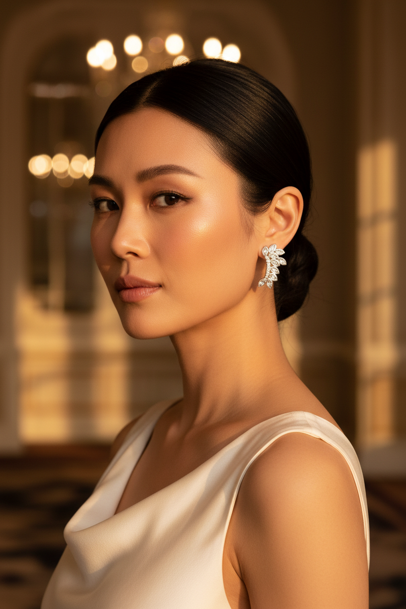 Asian woman in elegant setting