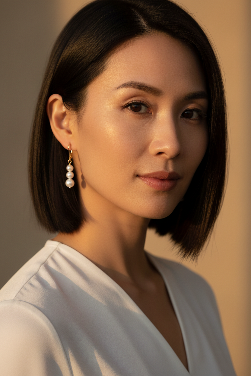Asian woman with sleek bob