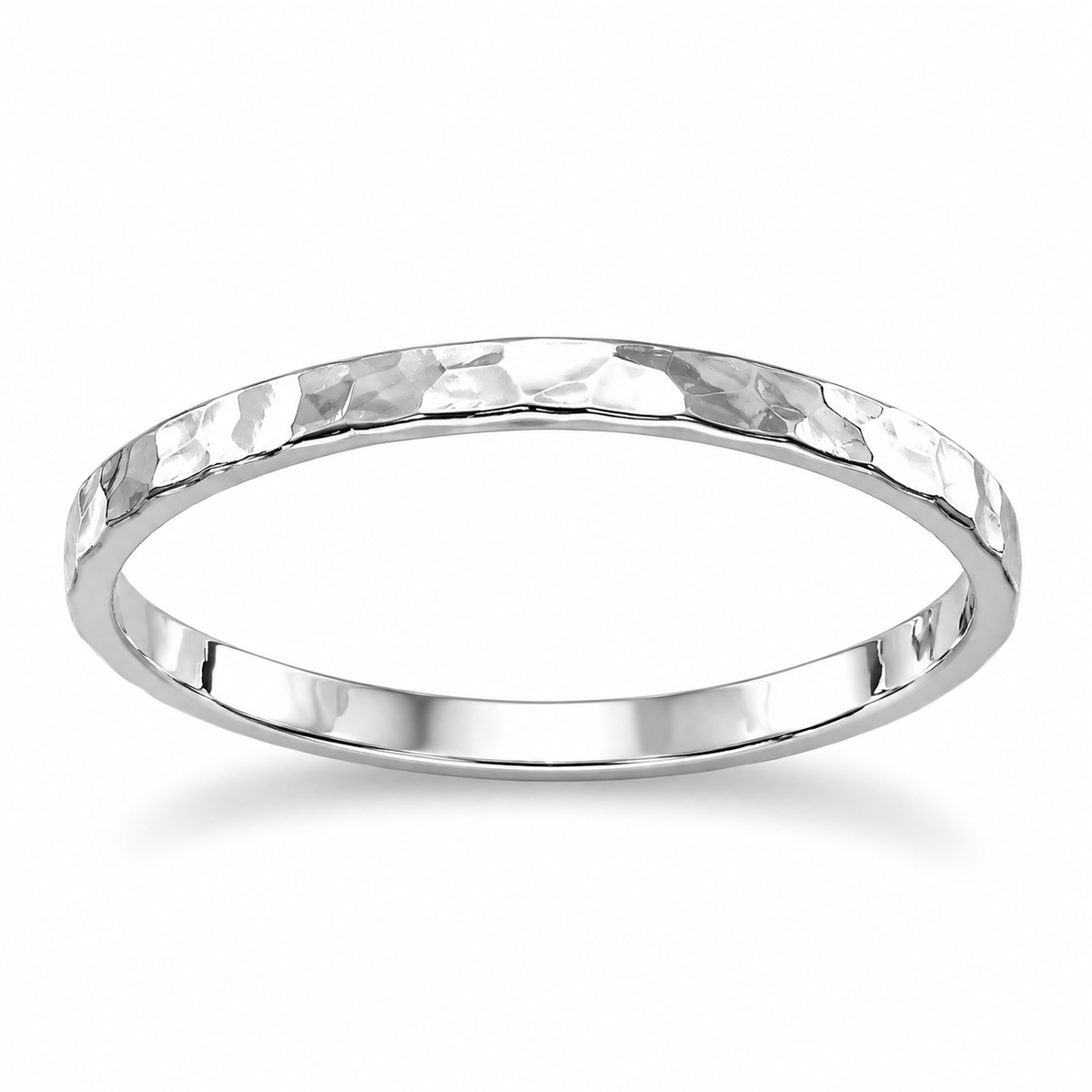 Thin Polished Hammered Band Ring 925 Sterling Silver 1.7mm
