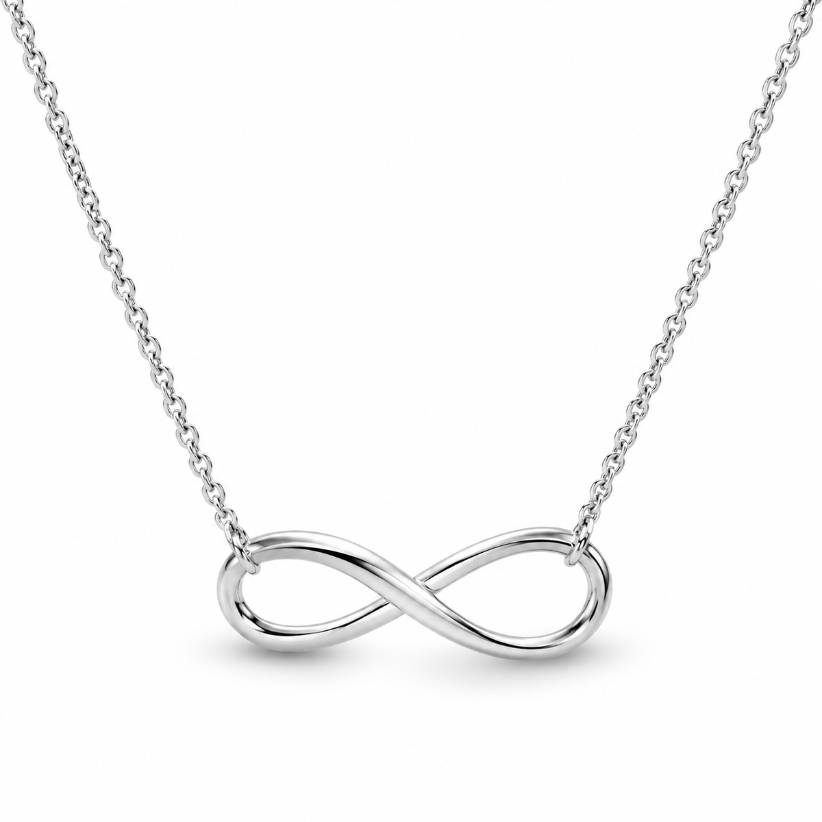 Infinity Symbol Necklace 925 Sterling Silver Polished 6x20mm Lobster 16+1+1in