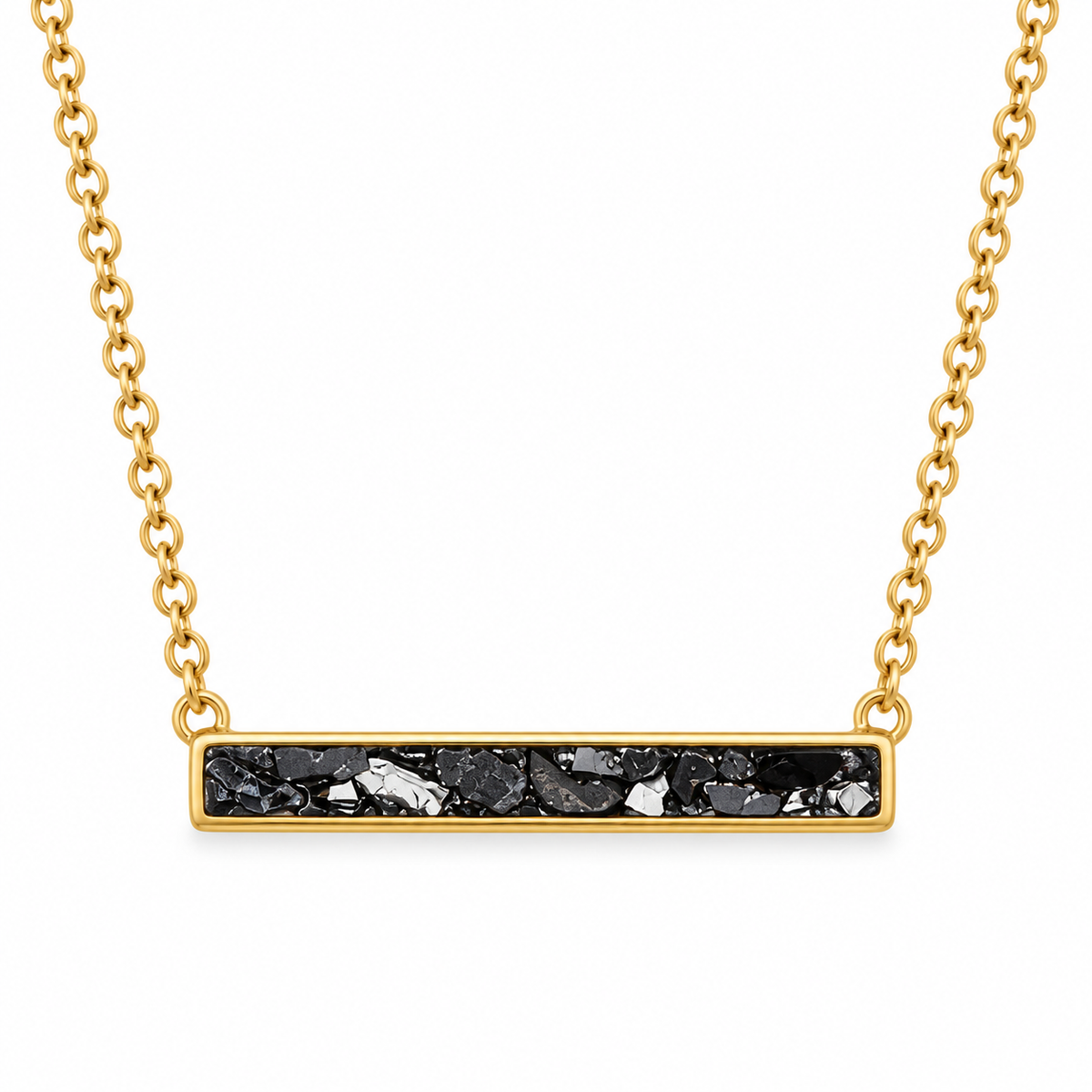 Natural Diamond Chip Bar Necklace 14K Gold Plated 925 Silver 0.50ctw 19+2in