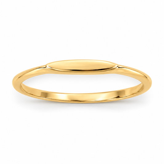 Dainty Marquise Bar Flat Top Ring 14K Gold Plated 925 Silver 11.5x2mm Sizes 4-9