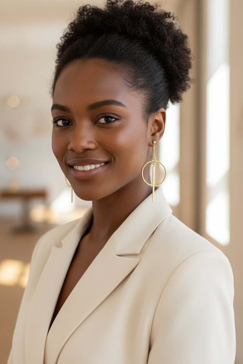 Black woman with luxurious golden cascade drops