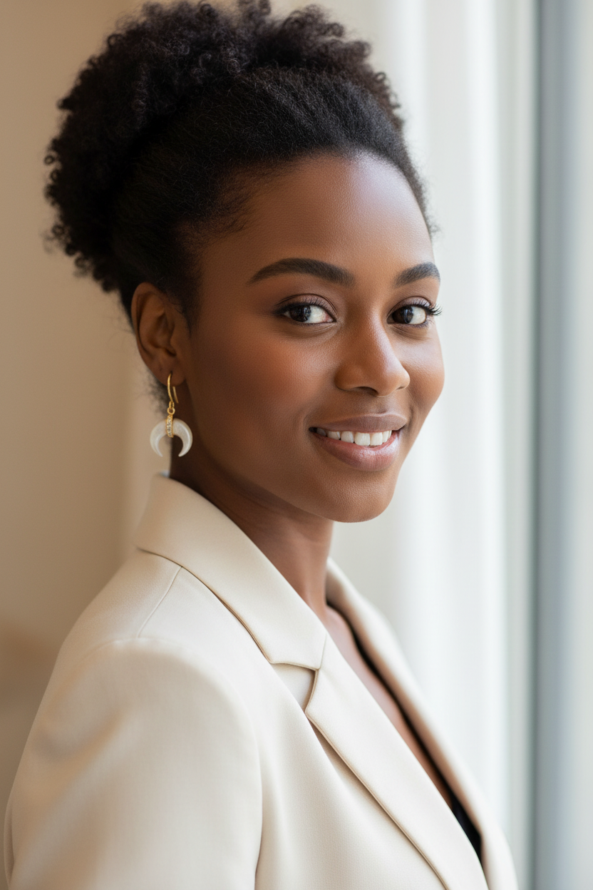 Black woman with luxurious lunar glow crescent drops