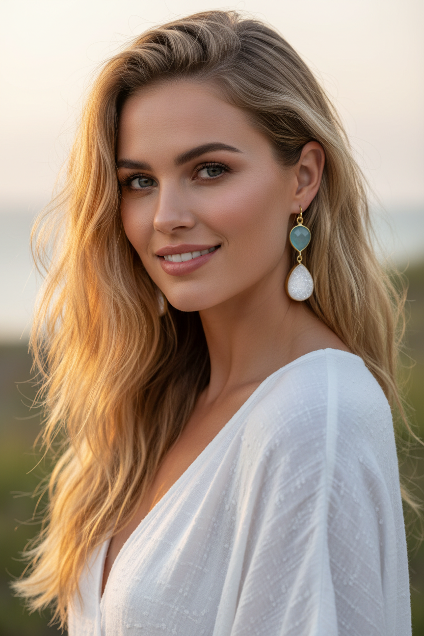 Blonde Casual Chalcedony Druzy
