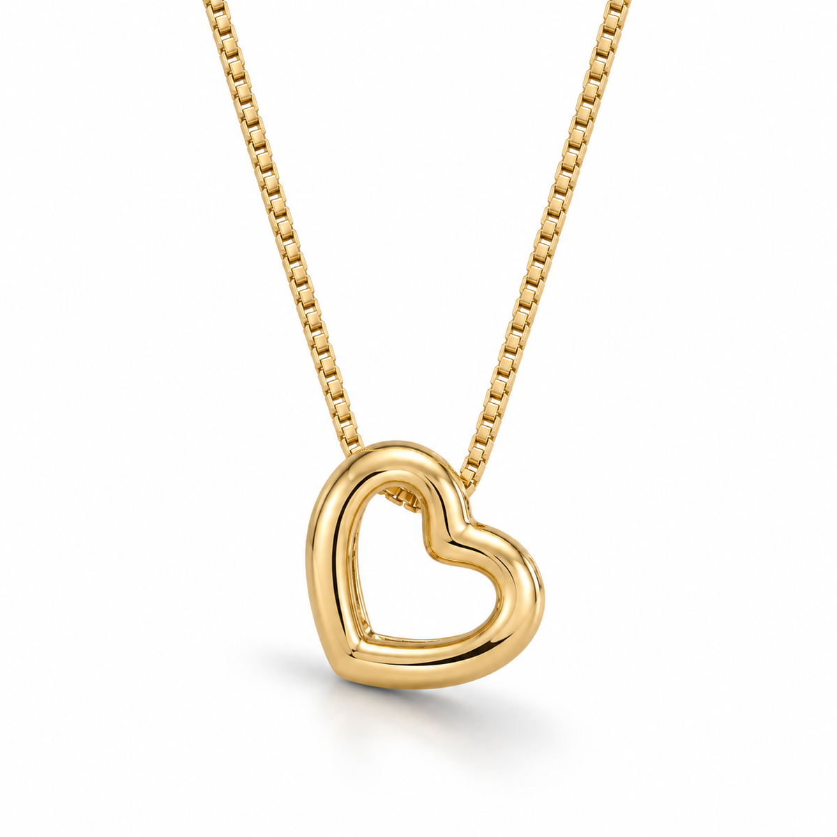 Pave CZ Floating Heart Necklace 14K Gold Plated 925 Silver 15.8mm 3-Row 16+2in