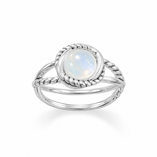 Oxidized Criss Cross Rainbow Moonstone Ring 925 Silver 7mm 10.7x12mm Sizes 5-9