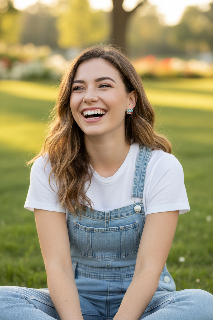 Candid laughter in park