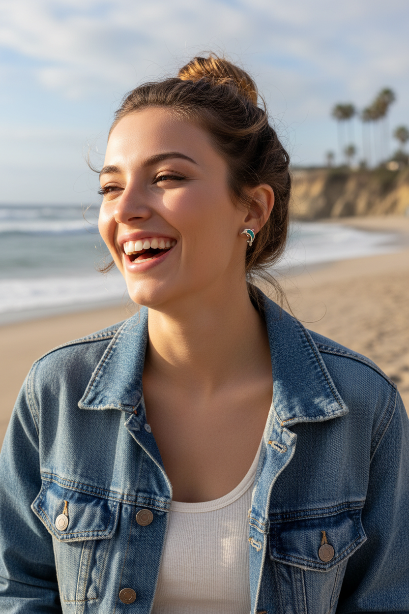 Carefree coastal denim jacket style