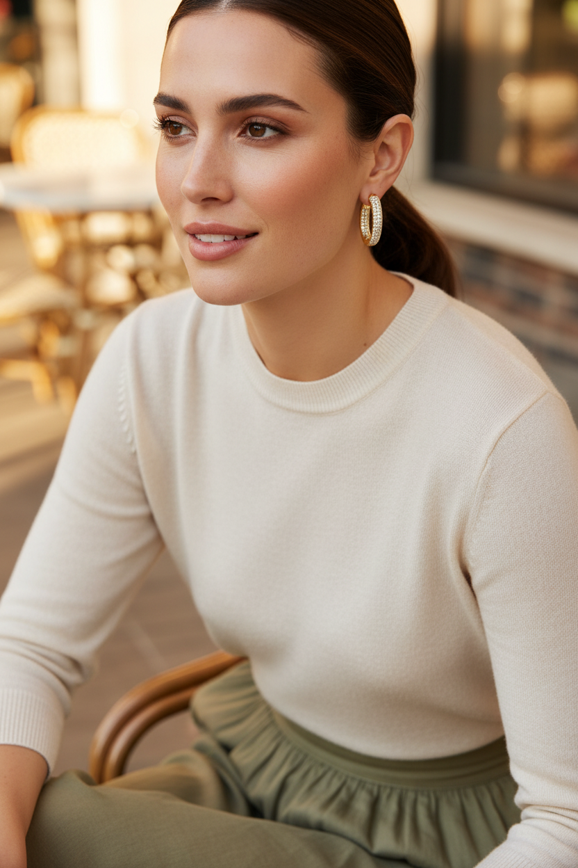 Casual Elegant CZ Hoop