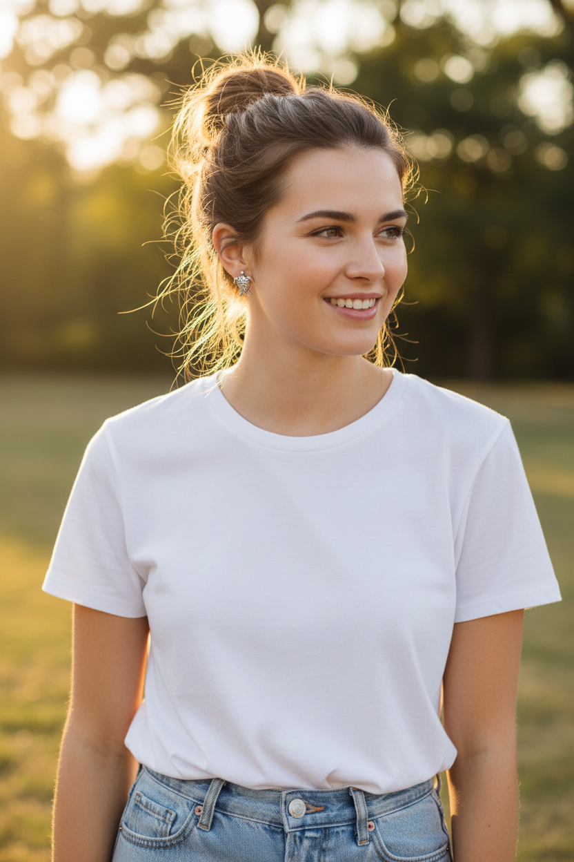 Casual white tee and jeans style
