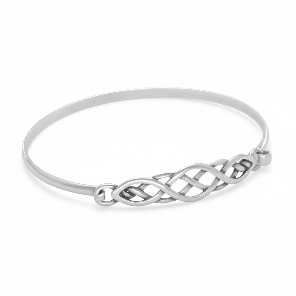 Celtic knot bangle high-angle oblique view
