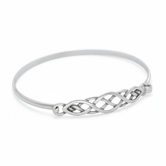 Celtic knot bangle high-angle oblique view