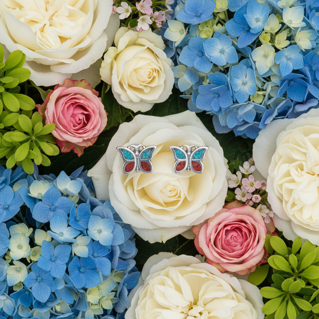 Clean professional shot on lush florals