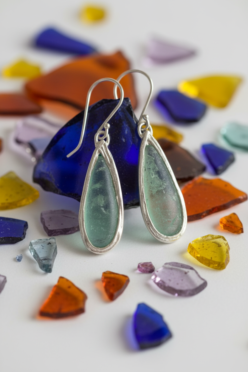 Colorful Glass Shards Green Roman Glass