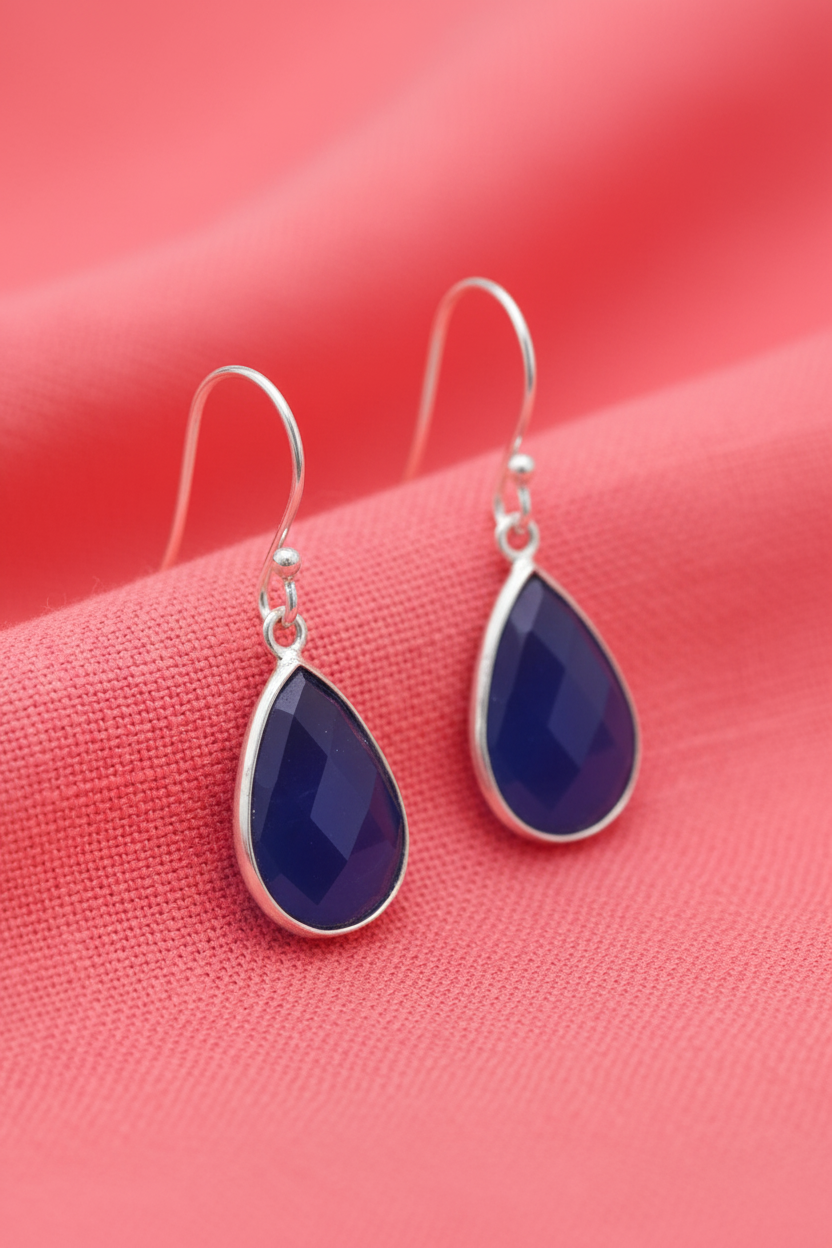 Coral Pink Fabric Dark Blue Chalcedony