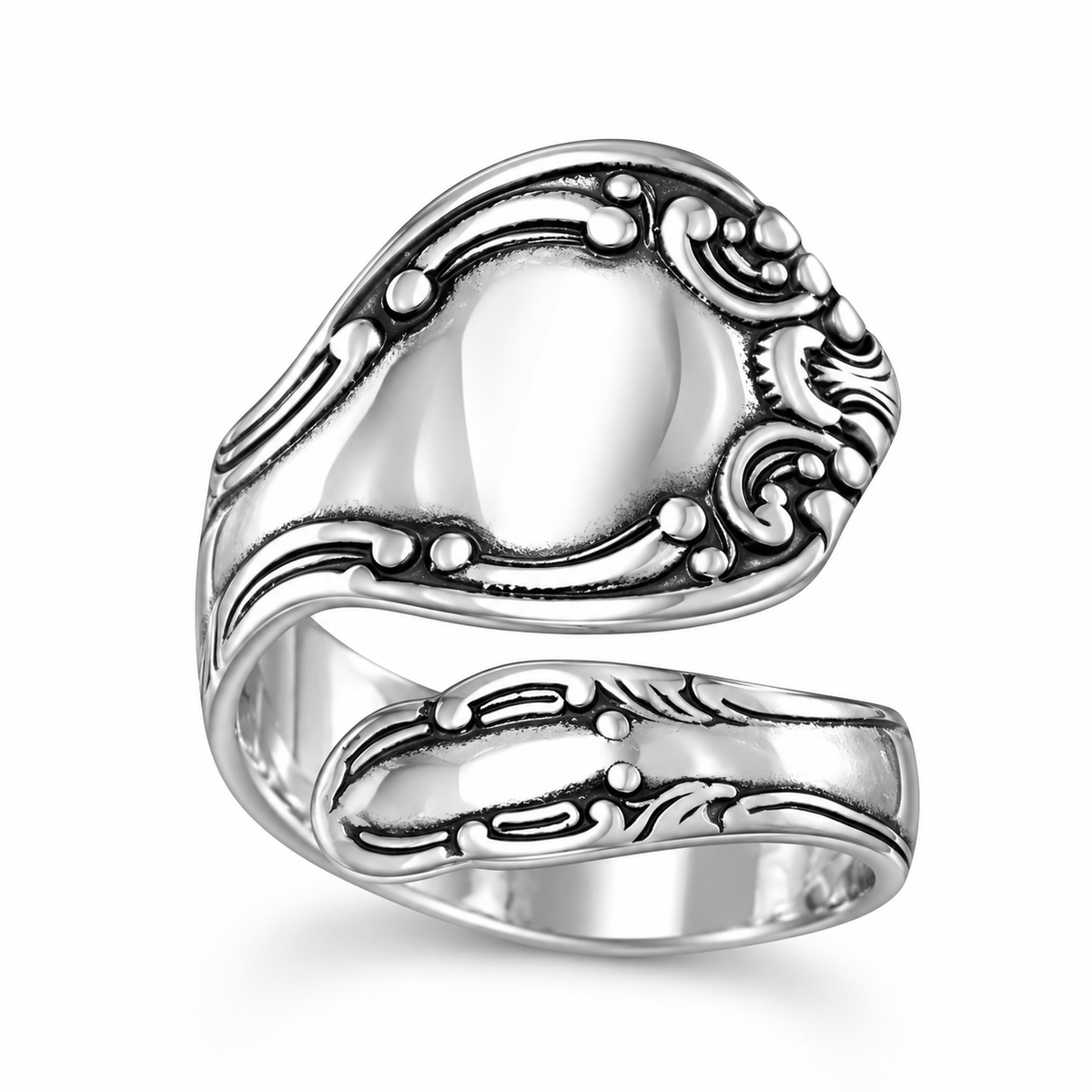 Oxidized Spoon Ring 925 Sterling Silver Classic Adjustable Band
