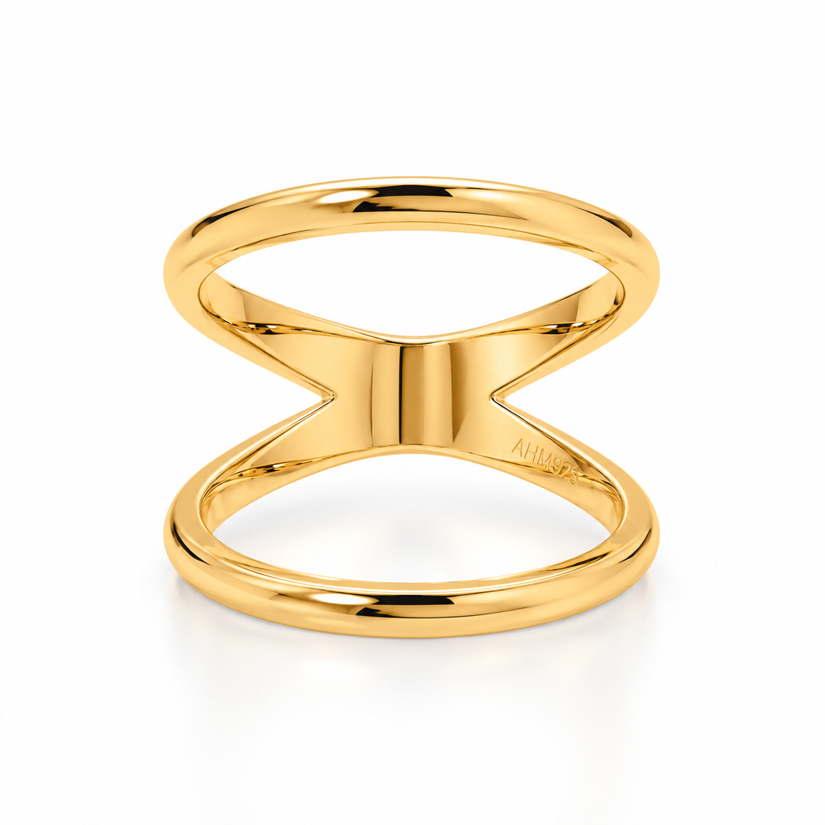 14K Gold Plated Double Band Knuckle Ring 925 Silver 2mm 4.6mm Midi Sizes 5-10