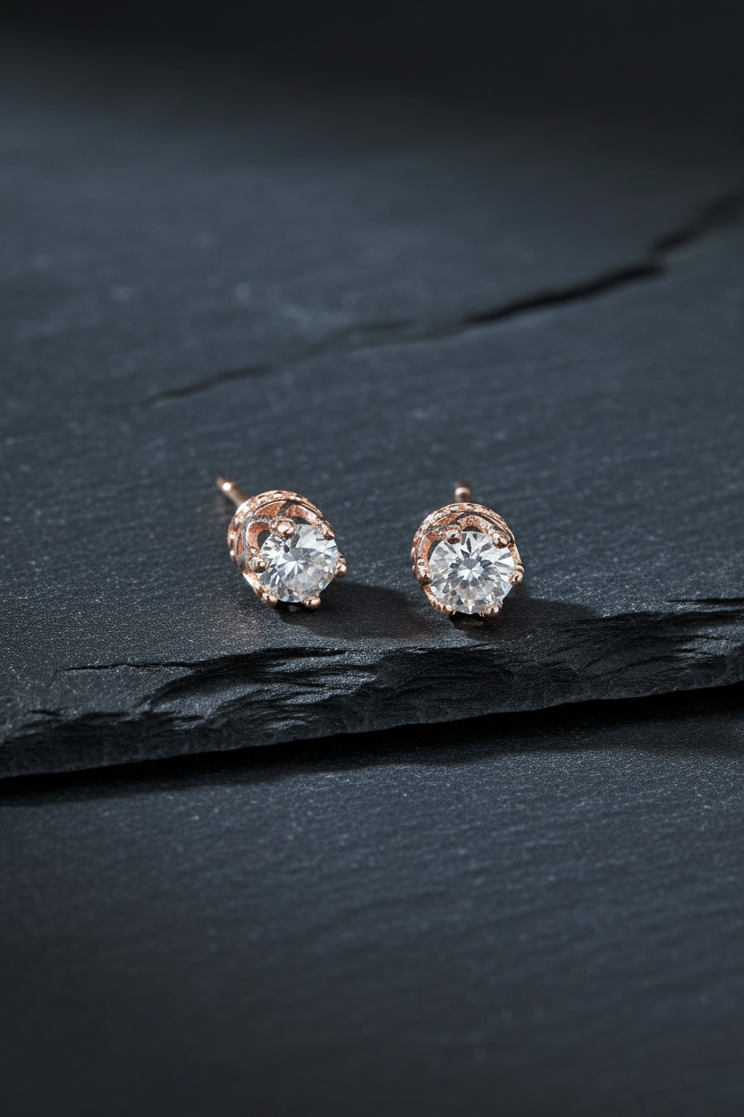 Dark Slate Rose Gold Crown CZ