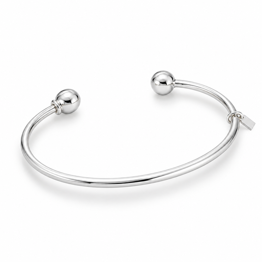 Charm Cuff Bracelet Removable Ball End 925 Sterling Silver 2.8mm 8mm Ball 7in