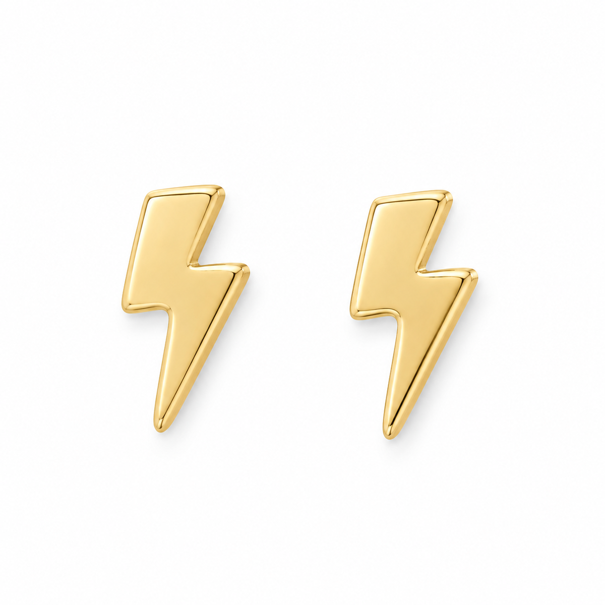 Lightning Bolt Stud Earrings 14K Gold Plated 925 Sterling Silver 5.8x2.5mm