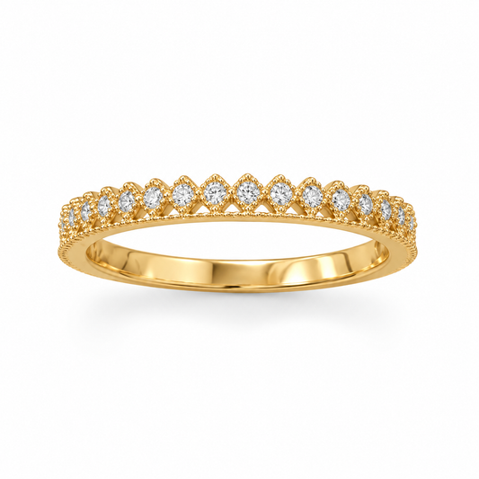 14K Gold Plated CZ Crown Design Ring 925 Silver 21x1.25mm CZ 2.7mm Band Sizes 5-9