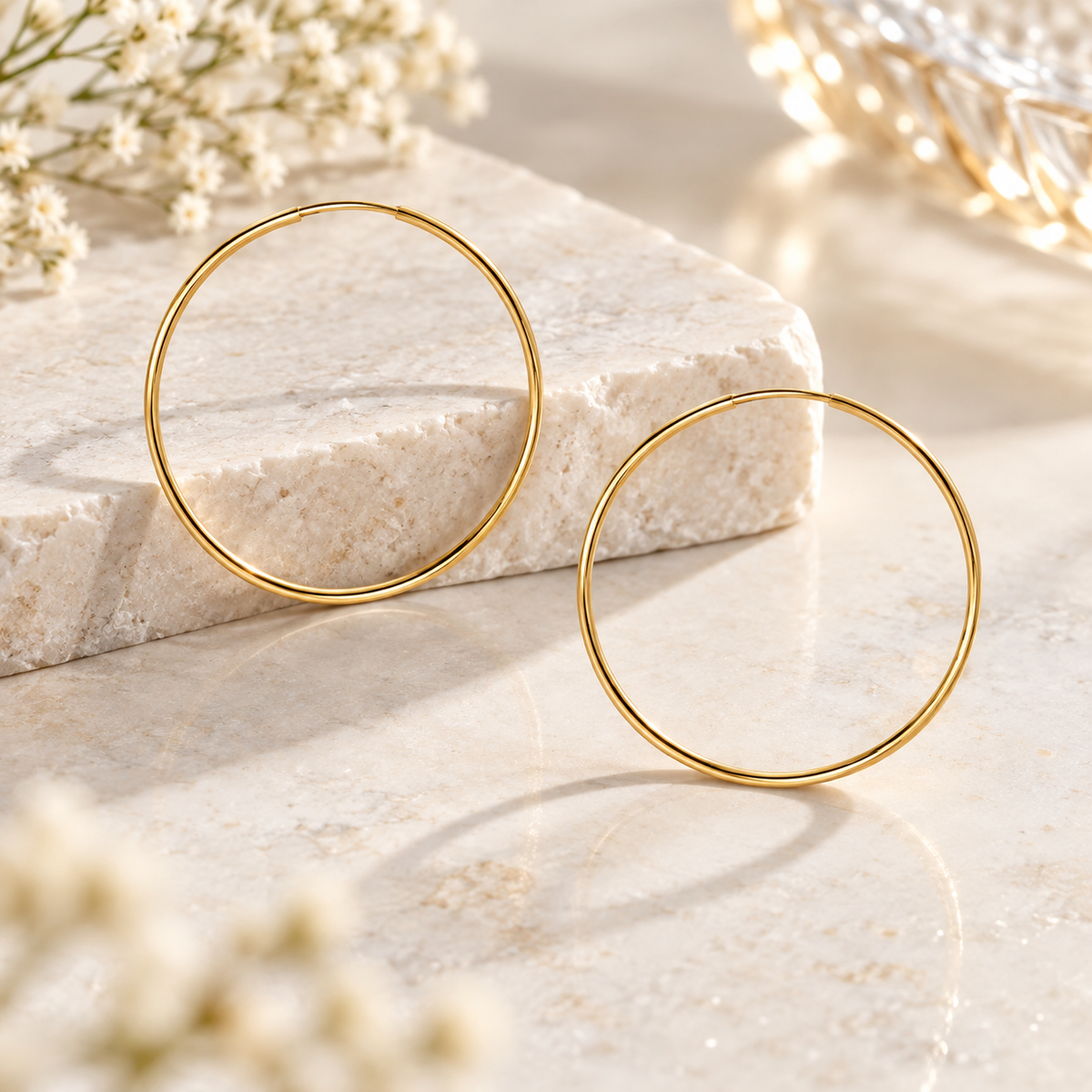14/20 Gold Filled 38mm Endless Hoop Earrings 1.25mm Wide Minimalist
