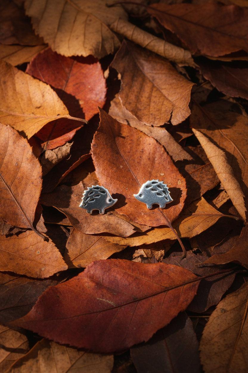 Earrings on autumn leaves