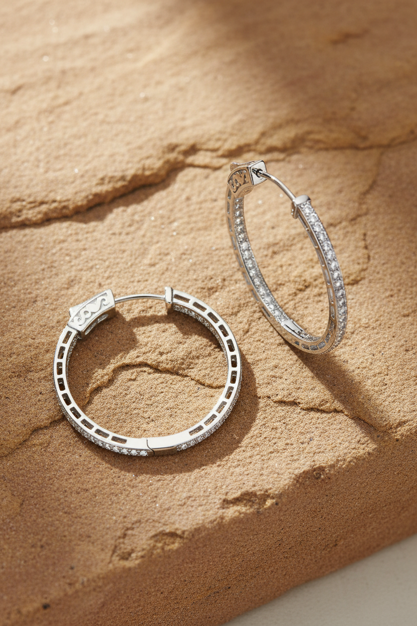 Earrings on sandstone