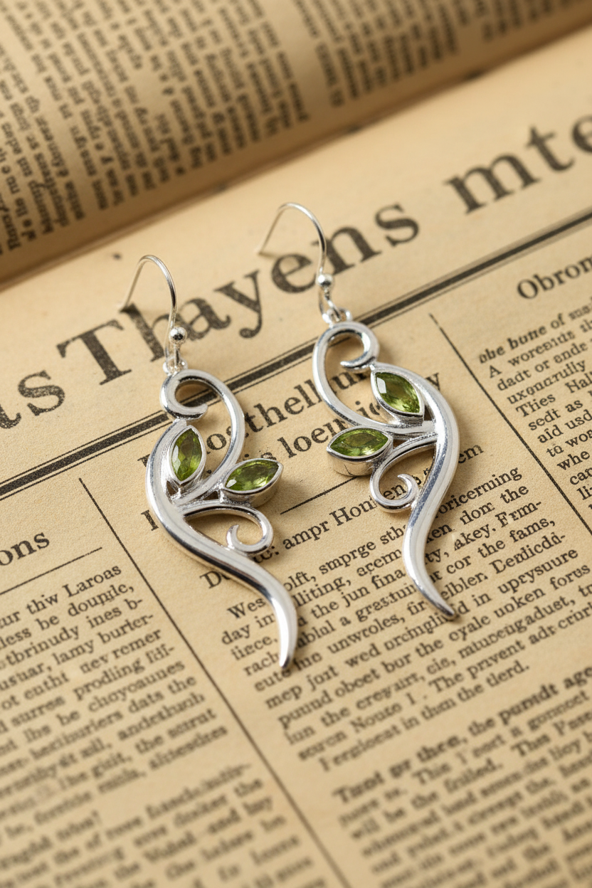 Earrings on vintage newspaper page