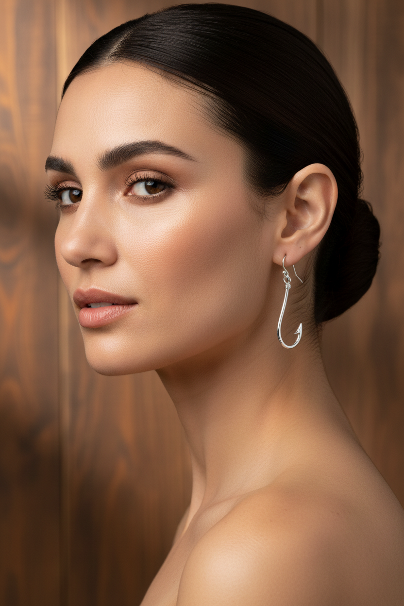 Editorial beauty with warm wood texture