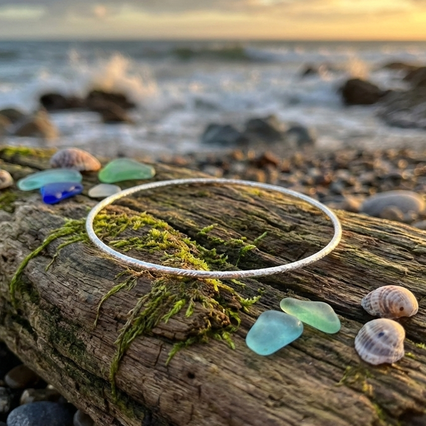 Modern Minimalist Bangle - Diamond Cut Sterling Silver Wire