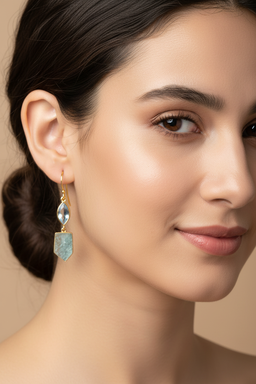 Elegant Model Blue Topaz Aquamarine